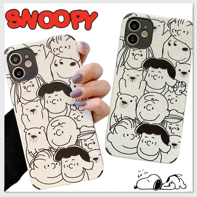Snoopy Charlie Cartoon Phone Case for IPhone 13 12 11 Pro Max XR XS X 7 8 Plus Cute PU Leather Shockproof Protection